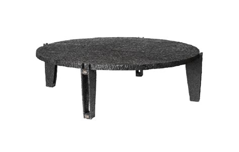 Blackened gouged wood coffee table, contemporary work - JLF Antiquités