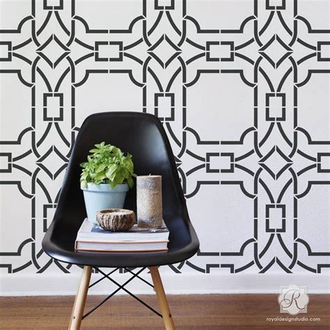 Large Modern Wall Art Stencils for Geometric Designer Wallpaper Trellis Pattern Painted DIY Wall ...