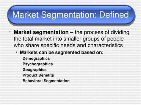 PPT - Market Segmentation: Defined PowerPoint Presentation, free ...