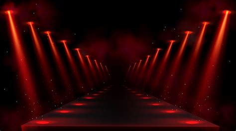 Free Vector | Podium illuminated by red spotlights. Empty platform or ...