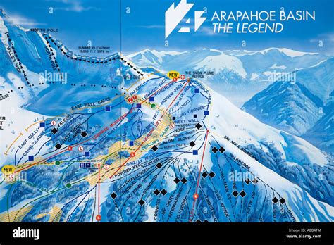 Map of Ski runs Arapahoe Basin Ski Resort Rocky Mountains Colorado USA Stock Photo - Alamy