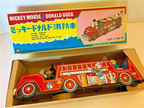 VINTAGE 1960'S MASUDAYA/MODERN TOYS Mickey Mouse & Donald Duck Fire Engine NIB $367.70 - PicClick