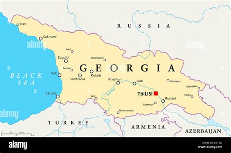 Georgia Political Map with capital Tbilisi, with national borders Stock Photo: 80544258 - Alamy