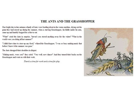 Ant and the grasshopper full book of Aesop's fables in link | Aesops fables, Free kindle books ...