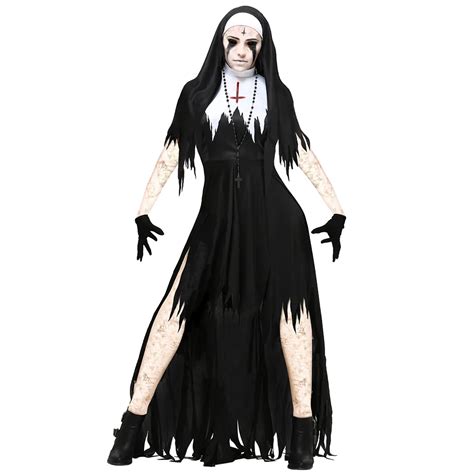 Adult Zombie Nun Costumes Scary Bloody Sister Mary Women's Living Dead ...