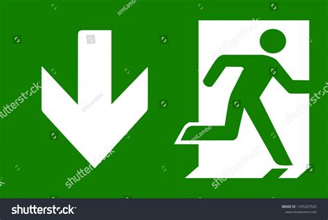 Green Emergency Exit Sign Stock Vector (Royalty Free) 1295207545 ...