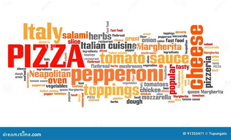 Pizza word cloud stock illustration. Illustration of tags - 91355471