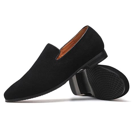 Black Suede Dapper Mens Prom Loafers Dress Shoes Loafers