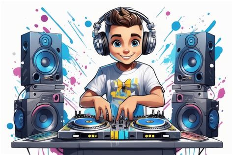 Premium AI Image | dj in headphones cartoon illustration created with generative AI software