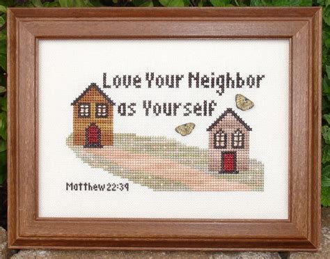 Love Your Neighbor Matthew 22:39 Bible Christian Cross Stitch - Etsy