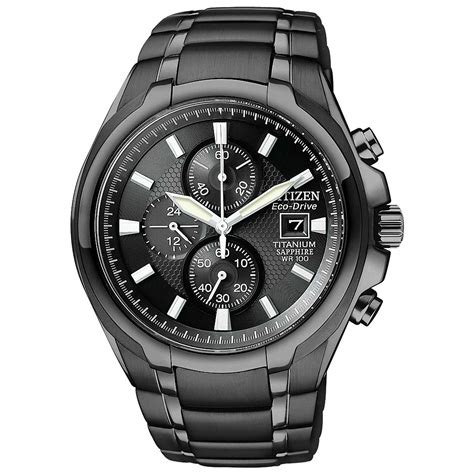 Citizen Men's Chronograph Eco-drive Black Ion-plated Titanium Bracelet ...