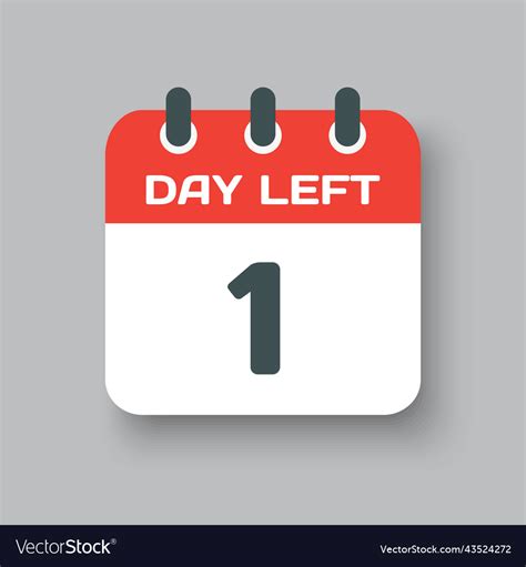 Countdown daily page calendar icon - 1 day left Vector Image