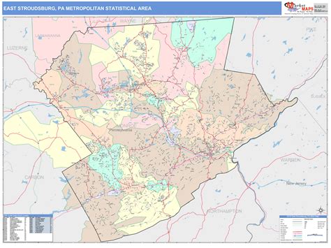 East Stroudsburg, PA Metro Area Wall Map Color Cast Style by MarketMAPS - MapSales.com