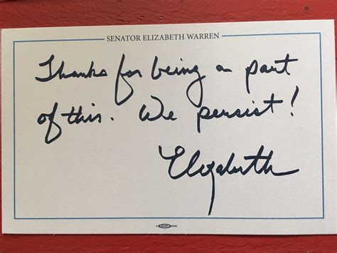 Senator Elizabeth Warren’s cursive handwriting. : r/Handwriting