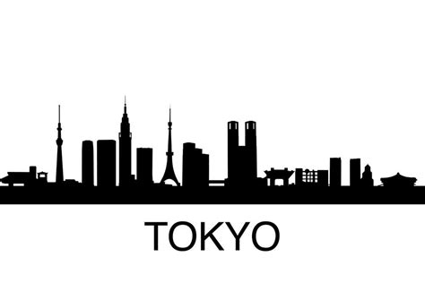 Tokyo City Skyline Silhouette Vinyl Wall Art Sticker Outline Souvenir Present | Tokyo skyline ...