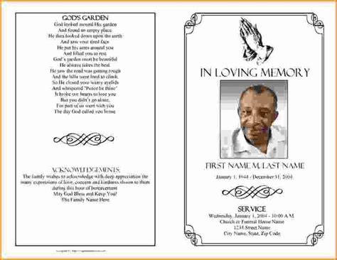 Free Printable Funeral Prayer Card Template New Memorial Service Program Template Micr ...