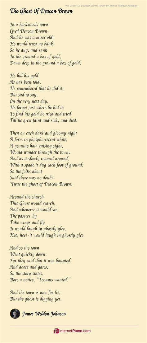 The Ghost Of Deacon Brown Poem by James Weldon Johnson