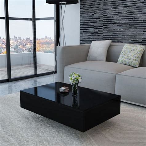 Mesa de centro rectangular negra con brillo | Mesas de centro minimalistas, Mesas de sala ...