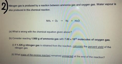 Solved 2) Nitrogen gas is produced by a reaction between | Chegg.com