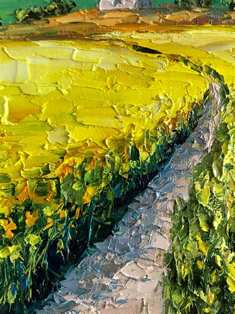 Yellow Field Art Natural Oil Painting on Canvas Country | Etsy