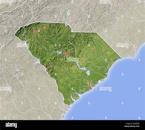 South Carolina, shaded relief map Stock Photo - Alamy