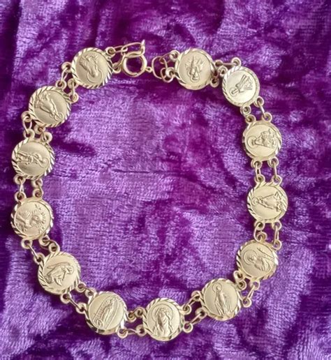 14K GOLD VIRGIN Mary Jesus & Saints Medals Bracelet Vintage & Unique Beautiful. $499.00 - PicClick