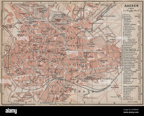 Città di Aachen City stadtplan. Nordrhein-westfalen e. Aix-la-Chapelle, 1913 Mappa Foto stock ...