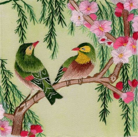 Chinese Silk Embroidery Artwork Handmade Bird Floral China Folk Decor Handicraft | Folk decor ...