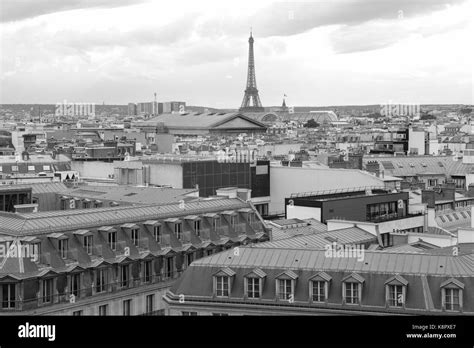 Paris, France: skyline view of typical blue rooftop haussmann ...