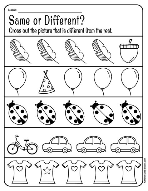 same and different worksheets | Preschool worksheets, Preschool worksheets free printables, Math ...