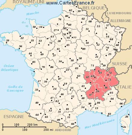 RHONE-ALPES : map, cities and data of the region Rhône-Alpes - France