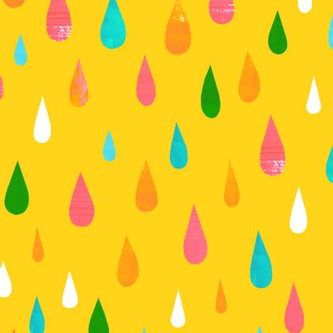 Rainbow Raindrops Yellow fabric - amywalters - Spoonflower