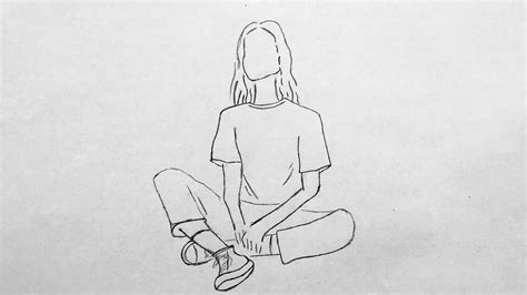 Sitting Girl • Aesthetic Drawing Tutorial • Easy Drawing Ideas - YouTube