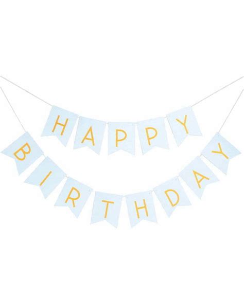 Happy Birthday Banner Light Blue & Gold – A Little Whimsy