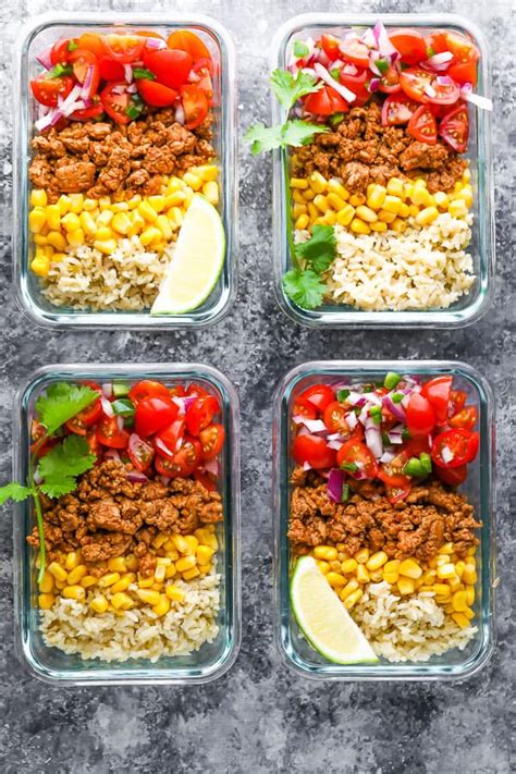 Turkey Taco Meal Prep Bowls - Sweet Peas and Saffron