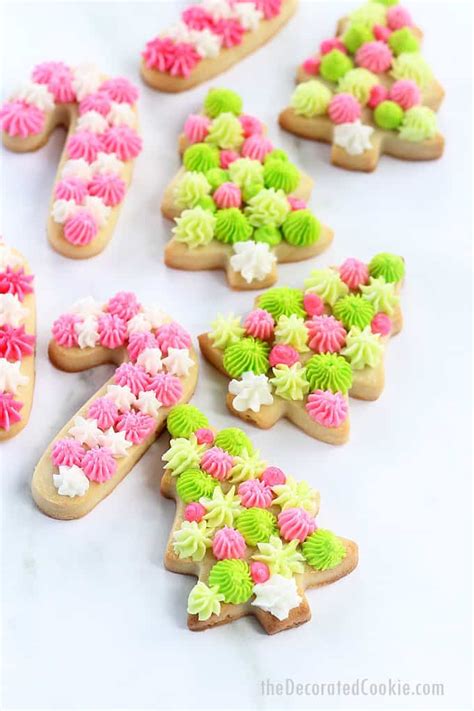 CHRISTMAS COOKIES with FROSTING - Piped, pastel cookies.