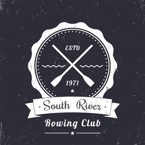 Rowing club vintage logo, badge, rowing club sign, white on dark ...