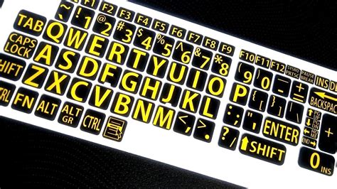 English US LARGE LETTER KEYBOARD STICKERS for Computer or Laptop/YELLOW ...