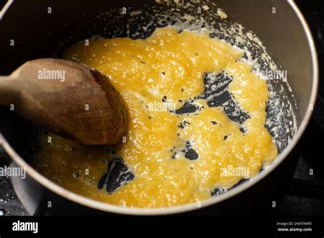 cooking sauce from butter and flour. Add flour to melted butter. Breading Stock Photo - Alamy