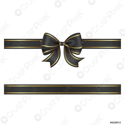 Black bow and ribbon with gold edging - stock vector 4238913 | Crushpixel