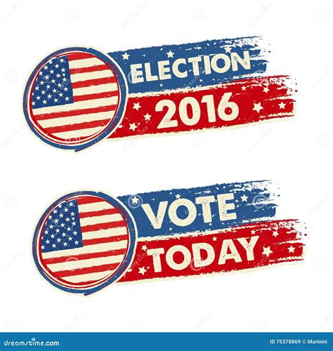 USA Election 2016 and Vote Today with American Flag Banners Stock ...