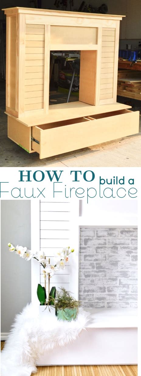 Faux Fireplace with Hidden Storage | Faux fireplace, Diy living room ...