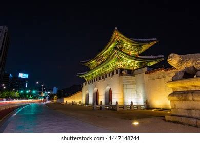 Night View Shooting Gwanghwamun Gate Gyeongbokgung Stock Photo ...