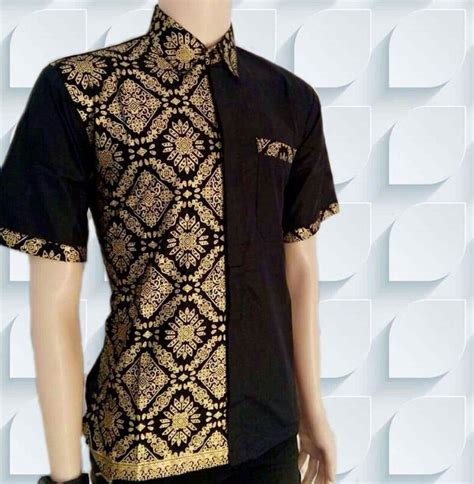 Jual Baju Batik Kemeja Batik Hem Batik Pria Warna Hitam emas Asli ...