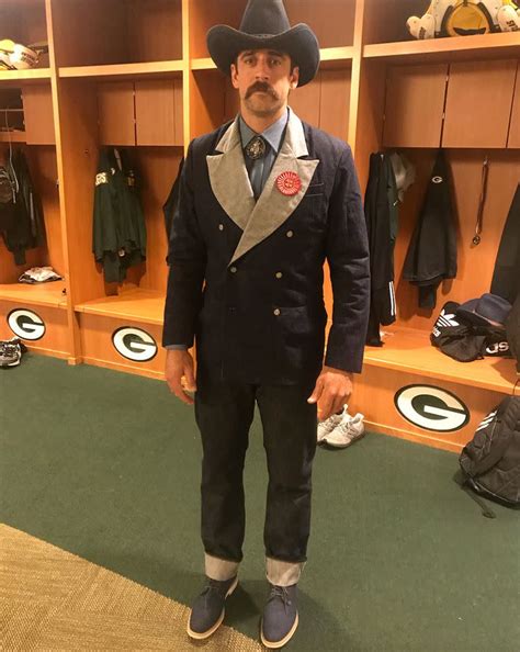 Aaron Rodgers Parties in Denim Outfit (and Mustache) After Signing ...