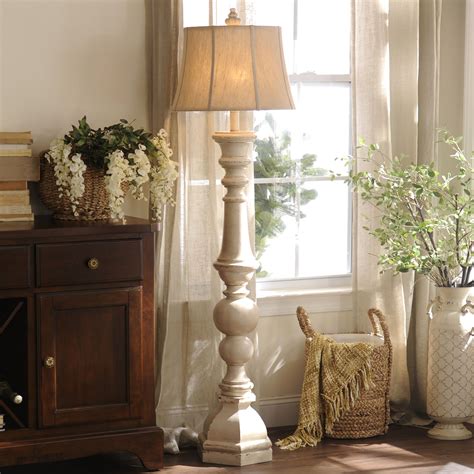 We love the antique feel and beautiful spindle design of the Mackinaw Cream Floor Lamp! | Cream ...