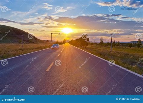 The car driving on sunset stock image. Image of freedom - 21347197