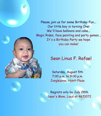 Sean's 1st birthday Invitation card | Liezl Rafael | Flickr