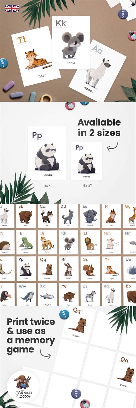 ABC Animals Printable Flashcards english Alphabet - Etsy | Printable flash cards, Flashcards ...