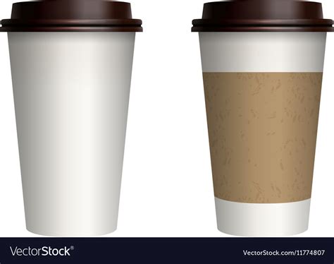 Take-out coffee with brown cap and cup holder Vector Image